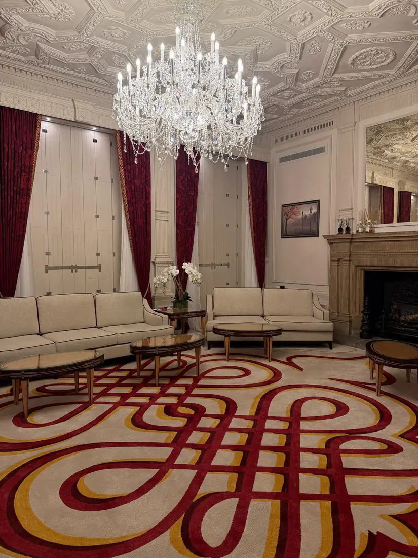 Bespoke patterned carpet in a reception room