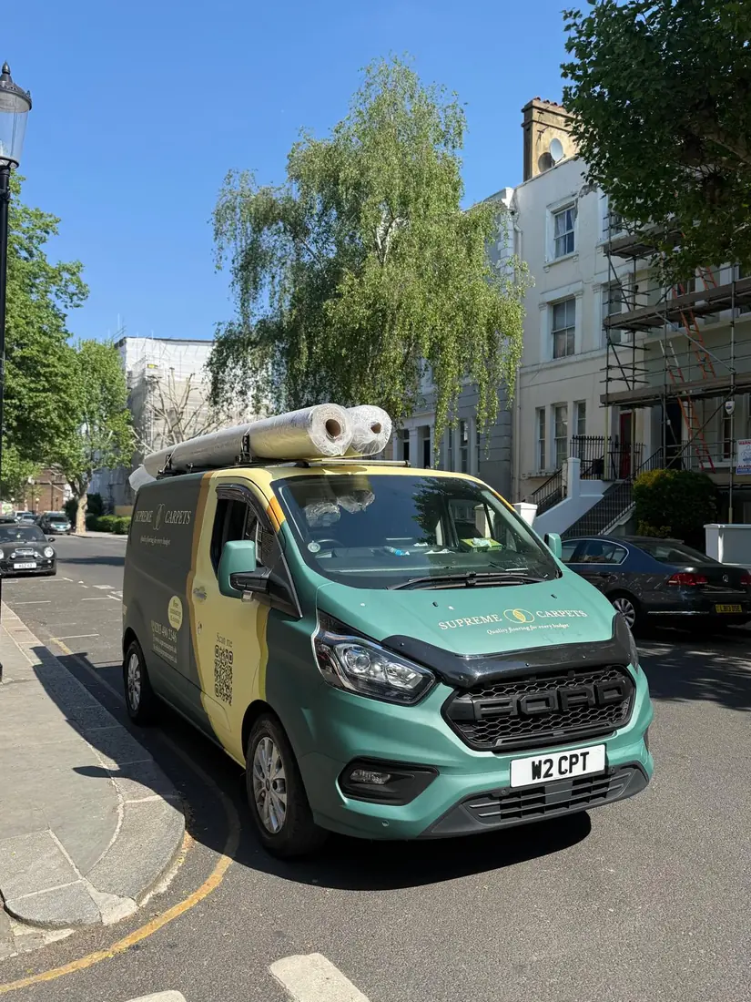 The Supreme Carpets van at a job in London
